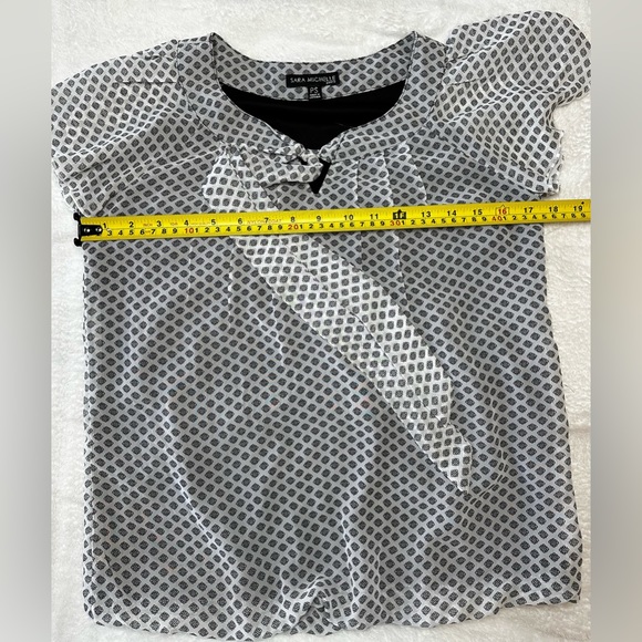 🖤Sara Michelle Petite White Black Polka dot blouse Petite Small - Picture 2 of 7